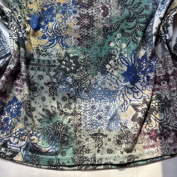 Gloria Vanderbilt Floral Top Womens Large Boho Chic Grunge Fairy Y2K Vibes - Picture 5 of 7